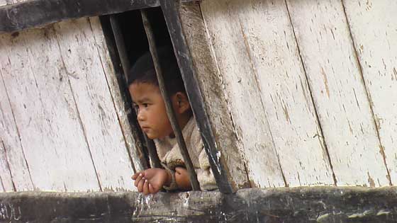 Little Karo boy at the village of Lingga, near Berastagi.