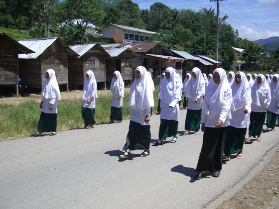 Practicing the parade for liberation day at Bukittinggi